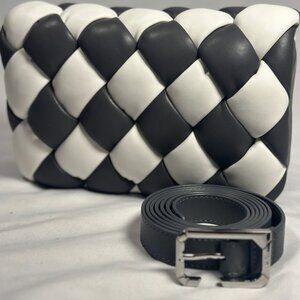 NWT JW Pei Maze Woven Crossbody Bag Grey White